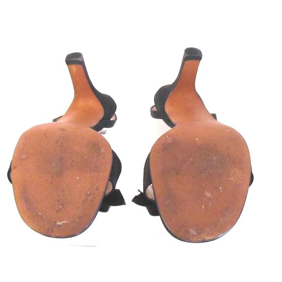 Adrienne Vittadini Black Satin Bow Detail High Heel Designer Sandals Size 8.5M - Picture 10 of 15